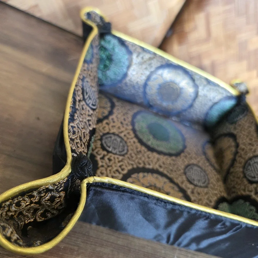 Fabric Valet Tray Set Black Gold Green Catch All Home Decor Metallic